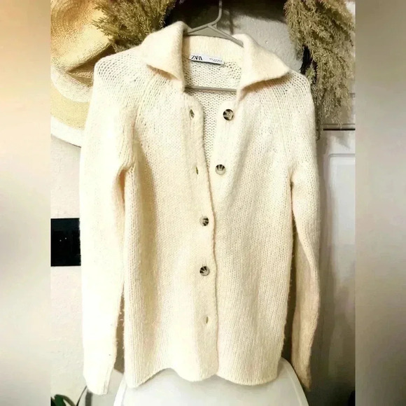 ZARA WOOL BLEND KNIT CARDIGAN SIZE small NO BELT 👈🏻 - Picture 2 of 8
